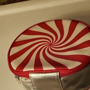 Red and White Swirl Cosmetic Bag
